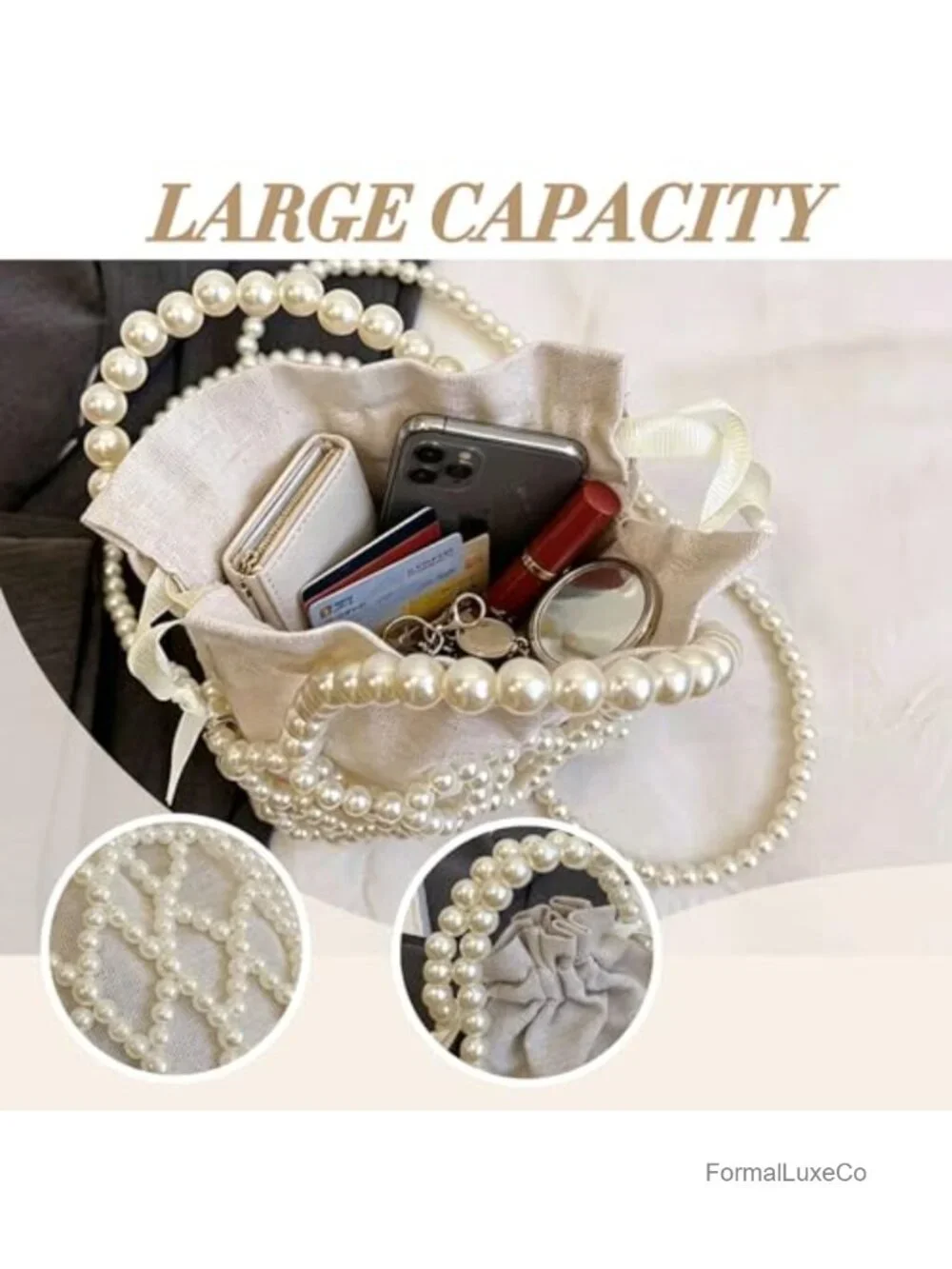 Handmade Pearl Clutch Evening Bag Women Wedding Party Purse